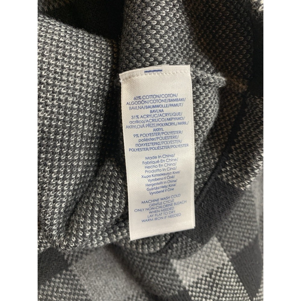 Chaps Sweater Vest Womens Medium Black & Gray Plaid Stretch Knit Full Zip - 304 - Picture 8 of 9